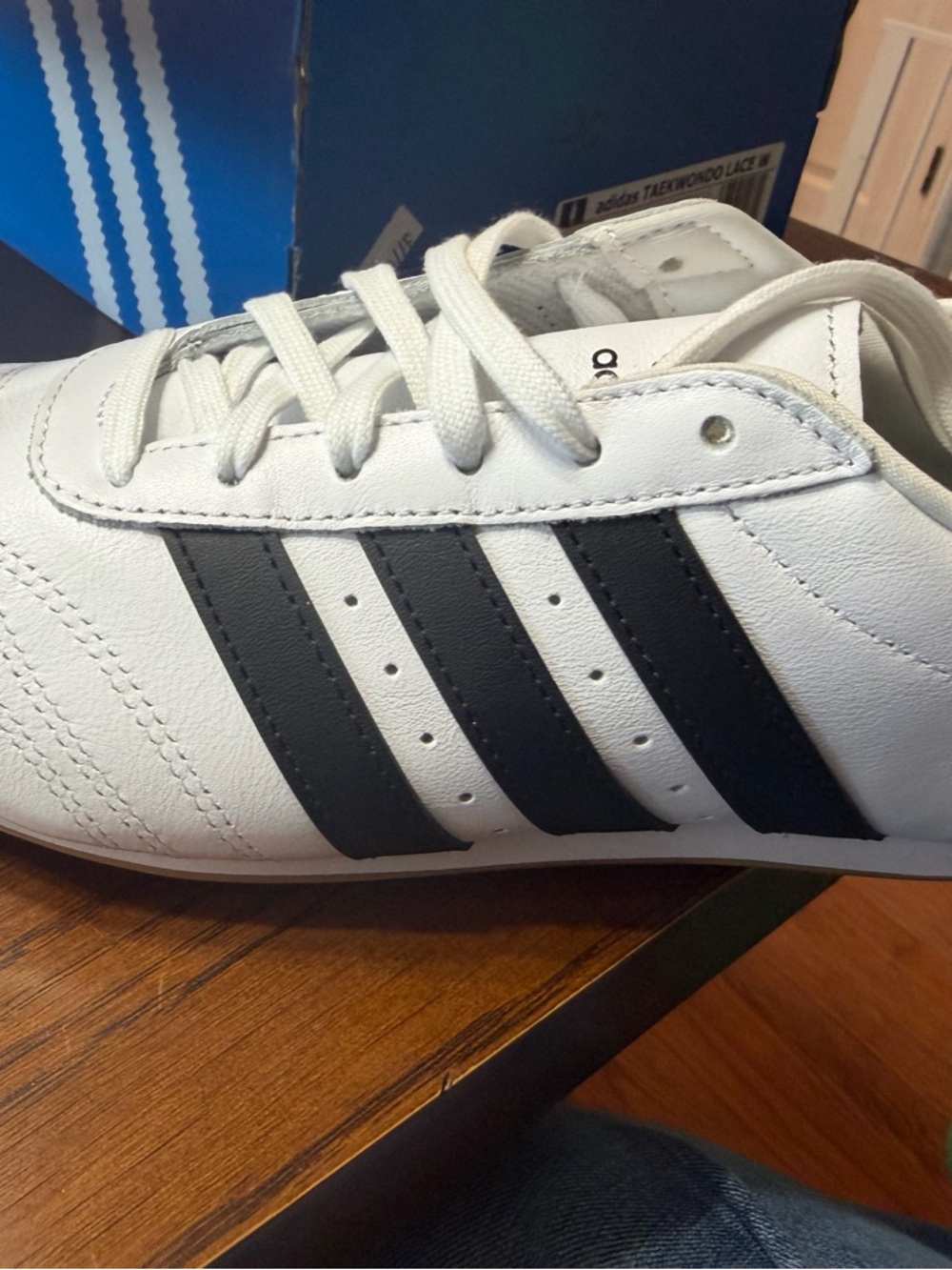 adidas White and Black Women's Sneakers with Gum Sole - Picture 3 of 6
